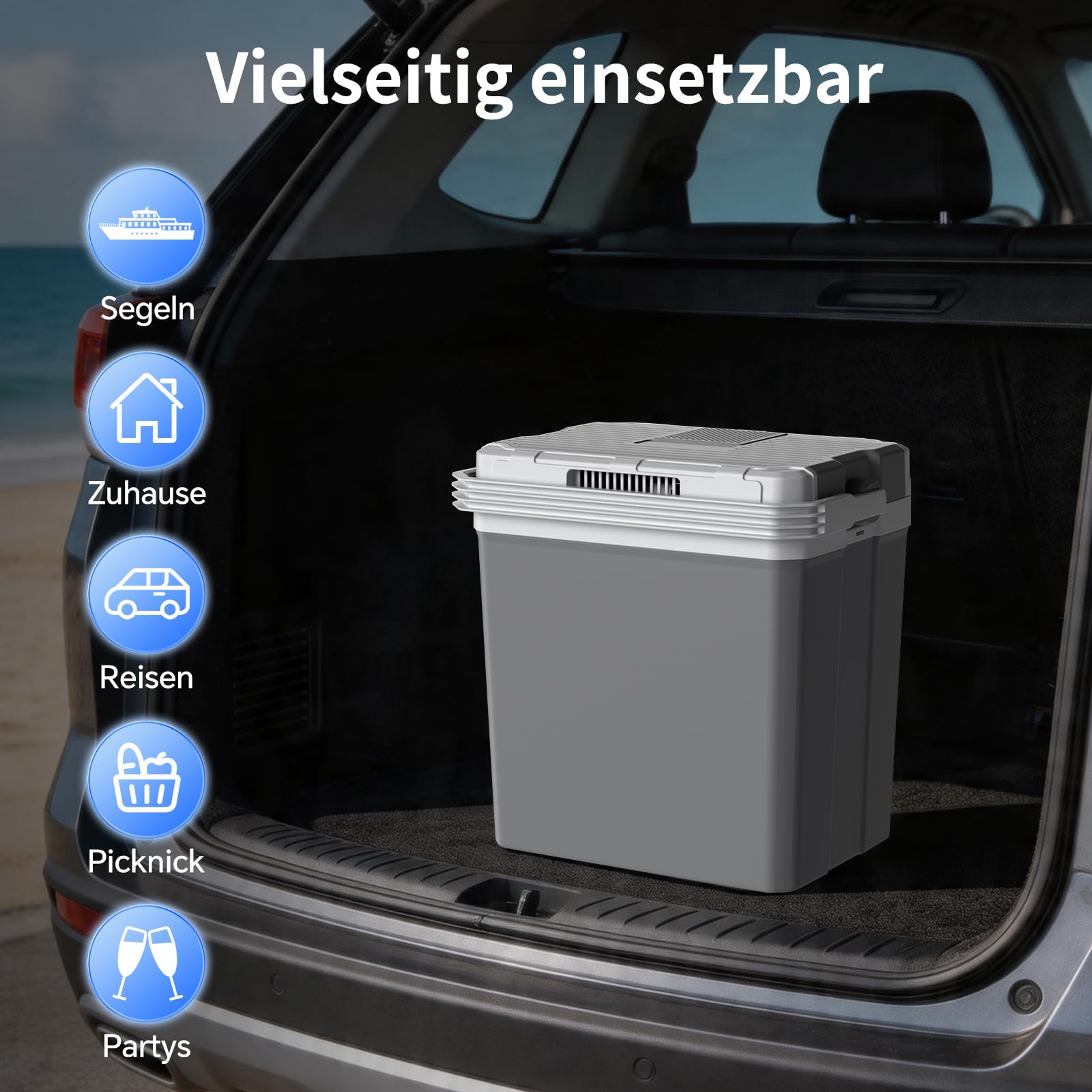 TOOHUB 32L Kühlbox, Elektrische Kühlbox 12V/230V Kühl & Warm, Mini Kühlschrank mit ECO-Modus, Camping Picknick Wohnmobil