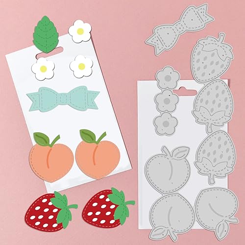 Miniatura 3 de INFUNLY Troqueles de corte de metal 3D para tartas de 2 tamaños de melocotón, pastel de cumpleaños, troquelados, caja de caramelo, fresa, plantillas