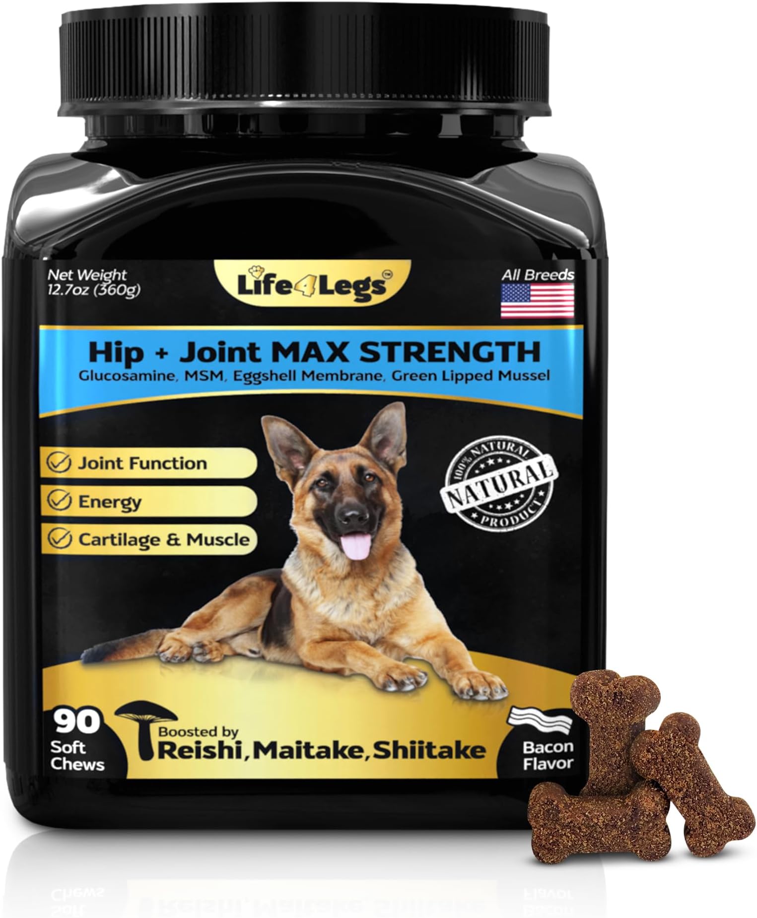 - Soft Chews Hip and Joint Supplement for Dogs - Dog Joint Pain Relief Treats - Glucosamine, Chondroitin, Turmeric - Mobility Bites Supplement