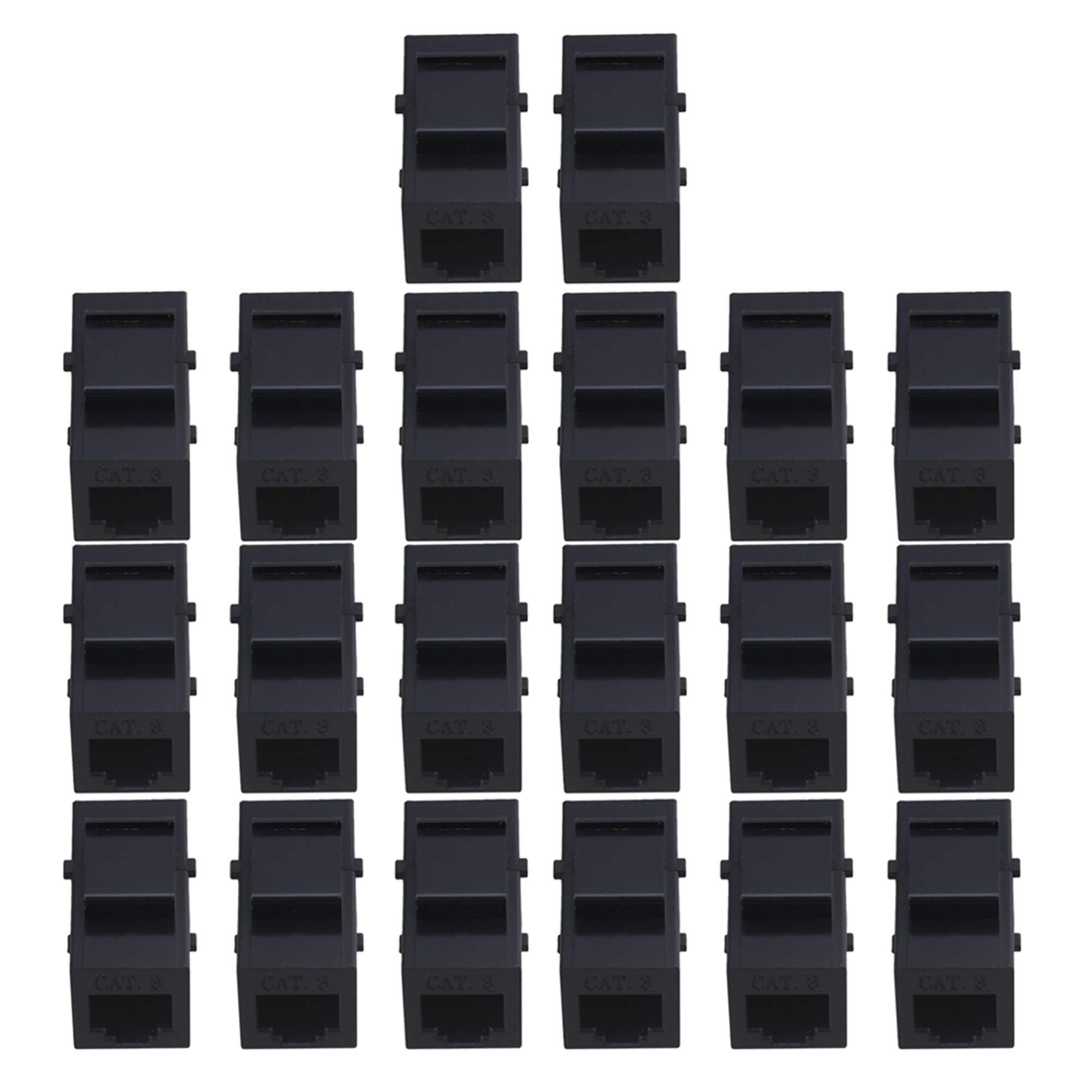 BQLZR Black Metal Cat3 Insert Module Phone Line Coupler RJ-11 6P4C Sound Voice Module Jack Female to Female with Keystone Latch Pack of 20