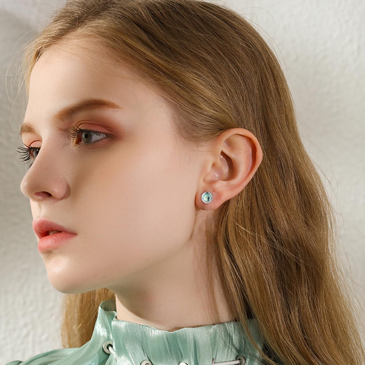 3Pairs Hypoallergenic Screw Back Stud Earrings for Women 925 Sterling Silver Earrings Opal Turquoise Moonstone Stud Set for Sensitive Ears Gifts for Her (Round Screw Back) - Image 5