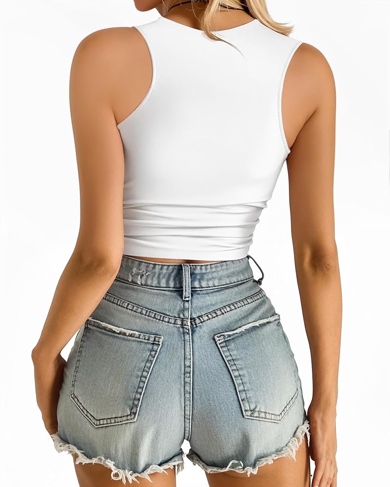 トップス draw boatneck tanktop MANGOPOP Double Lined Tank Tops for Women Sleeveless Square