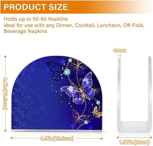 Miniatura 3 de Elegante servilletero de mariposa azul, soportes de acrílico para servilletas de mesa de cóctel, dispensador de papel para cocina, comedor,