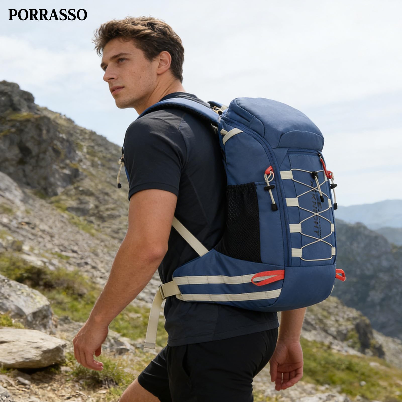 Sac à Dos de Randonnée Outdoor 40L Daypack Imperméable Grand Sac à Dos de Camping Backpack Nylon Léger pour Femmes Hommes Voyage Trekking Escalade Bleu