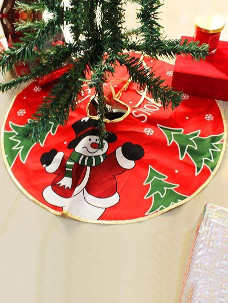 TIED RIBBONS Christmas Tree Skirt (24 inch) Round Cloth Premium Fabric Double Layered Thick Burlap Xmas Tree Skirt Base Mat Cover Holiday Party Decoration - Christmas Decorations Items for Home