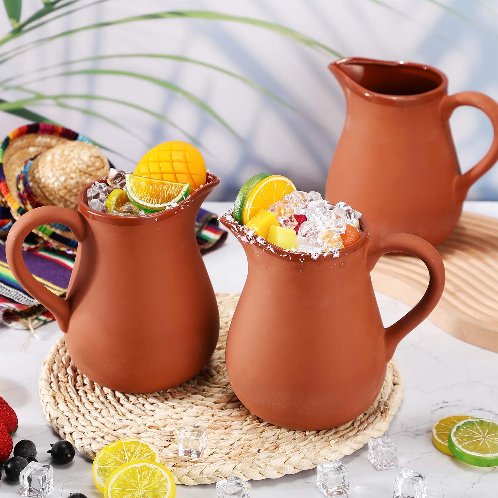 Gejoy 6 brocca messicana in argilla cantaritos de barro Mexicanos da 1,054 g, tazze di argilla messicana Jarritos De Barro Mexicanos in terracotta, taco martedì Fiesta tazze per birra, succo, tè,