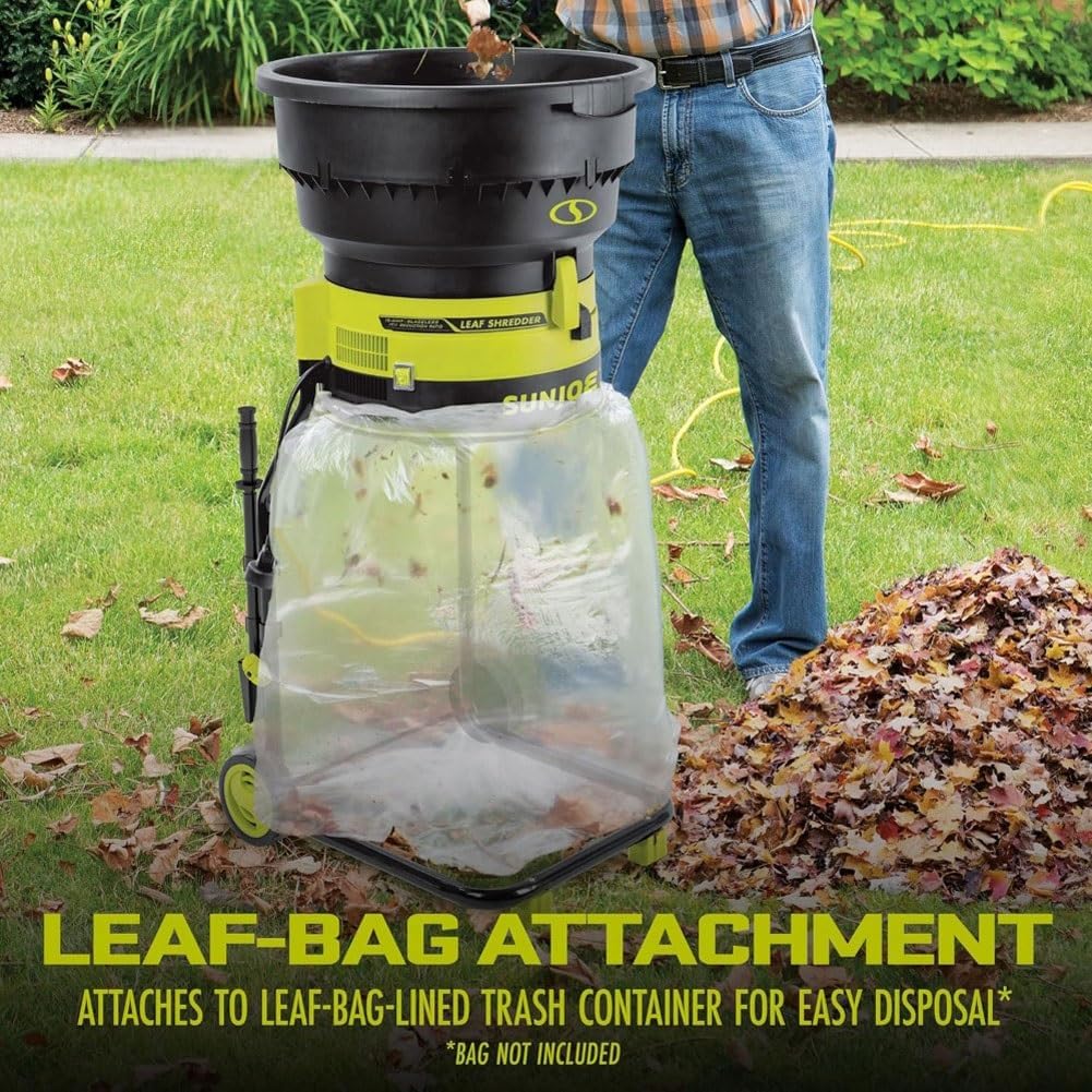 Electric Leaf Mulcher Shredder, 2500W with Wheels and Storage Bag, 8000rpm Garden Chipper for Yard Cleanup and Composting