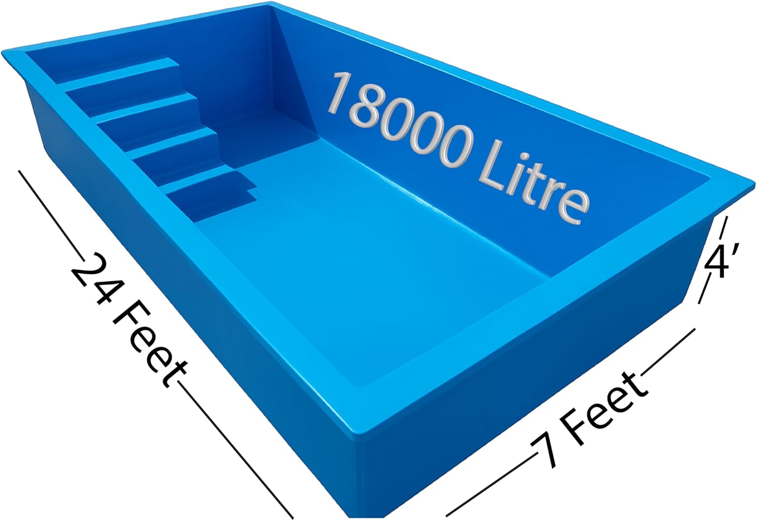Fiberglass Swimming Pool - Prefab Premium Quality 24ft x 7ft x 4ft | In-Ground, Above-Ground | Concrete-Solid, Fast Installation | Convert Backyard into Oasis for Family & Leisure (Mosaic)
