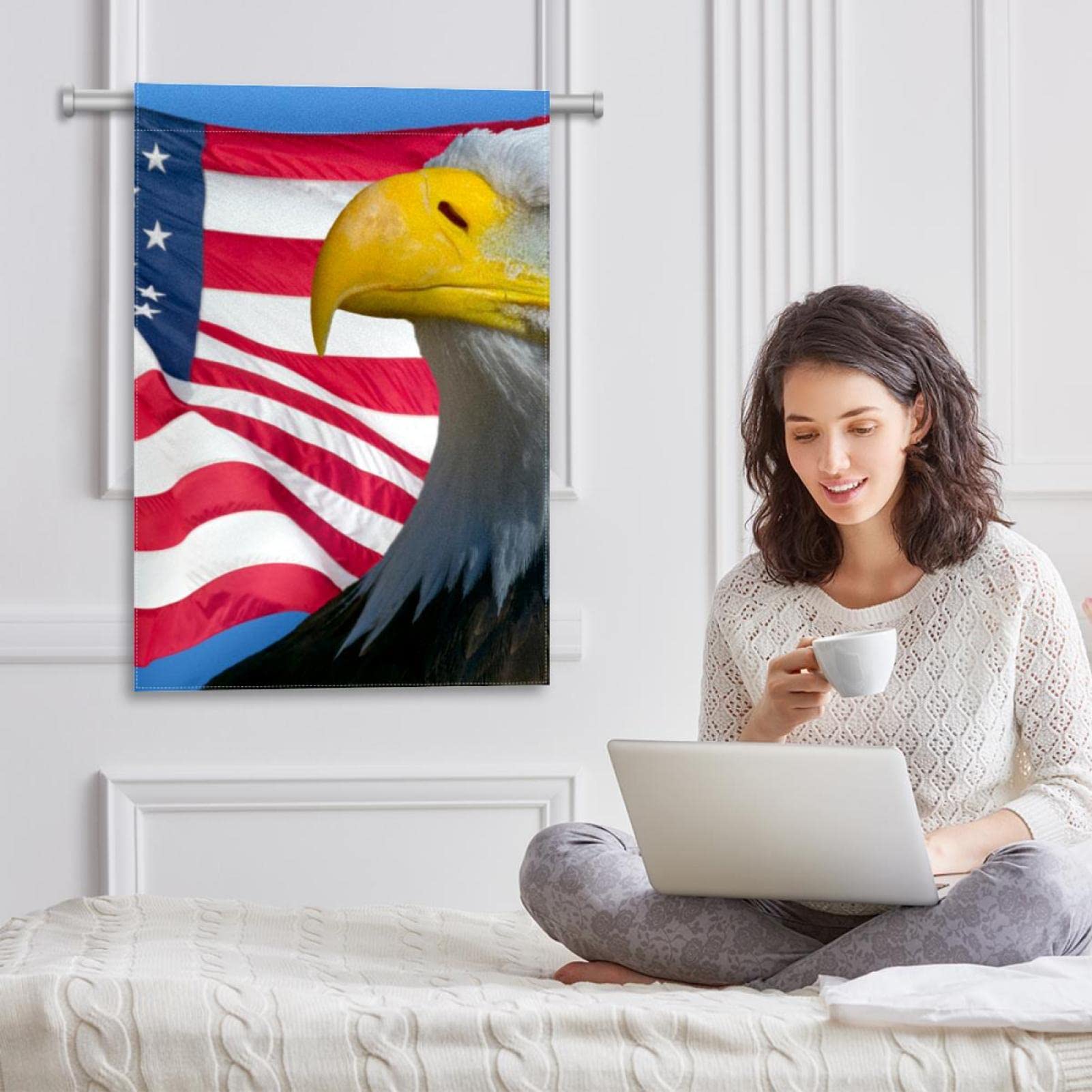 Amazon.co.jp: イーグル アメリカ国旗 鳥 ガーデンフラッグ 12x18