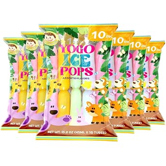 Pocas Josh Bosh Yogo Ice Pops 6-Pack 60 Tubes, Green Melon, Mango, Strawberry, Coconut & Peach Fat Free Yogurt Fruit Snacks, 15.2 Oz Bags