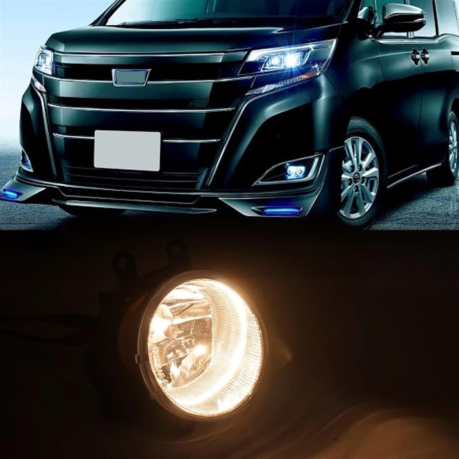 Front Bumper Fog Lamp Upgrade Kit Compatible For TOYOTA NOAH 2017-2021 Version Additional Foglight Set Switch + Wiring
