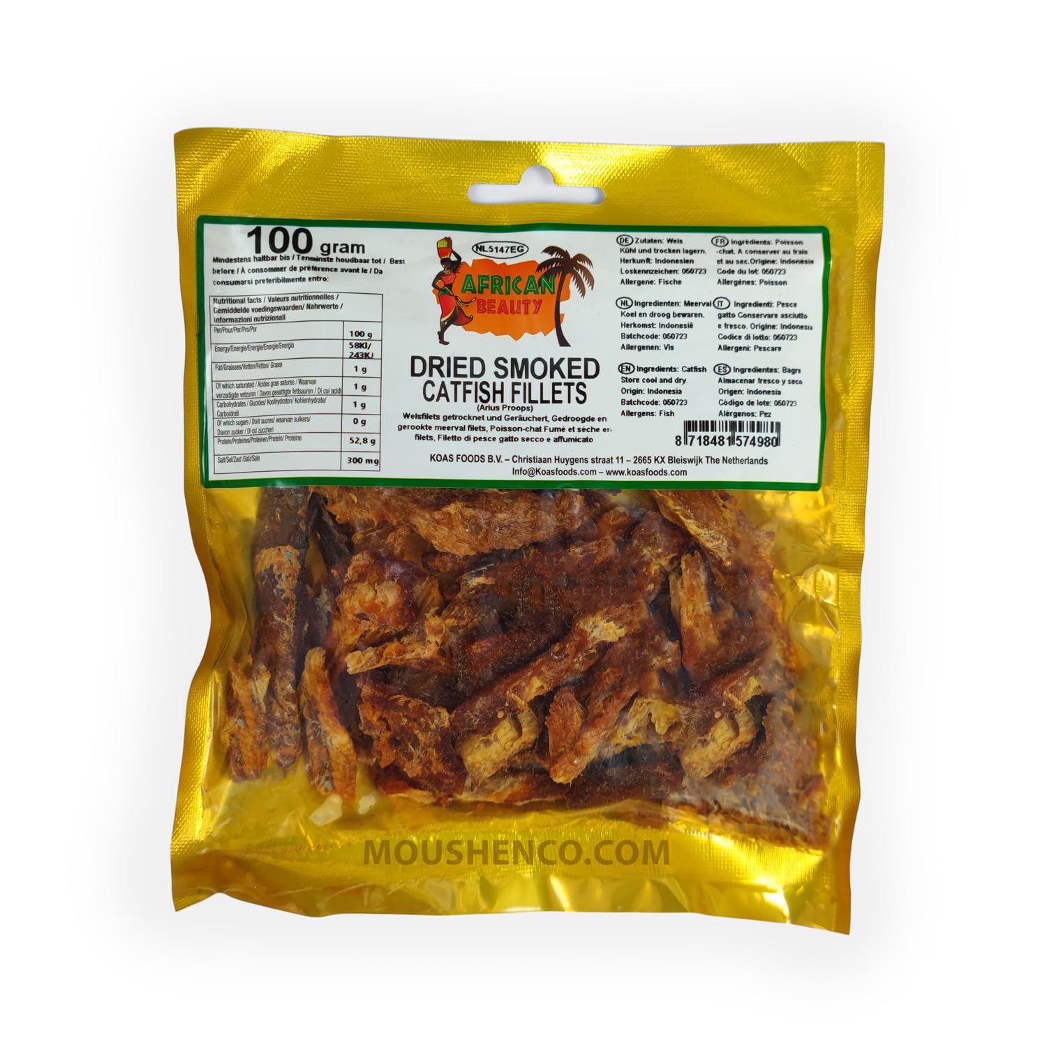 Poisson chat fumé et séché (Filet) 100g | Dried smoked catfish fillets 100g | African Beauty