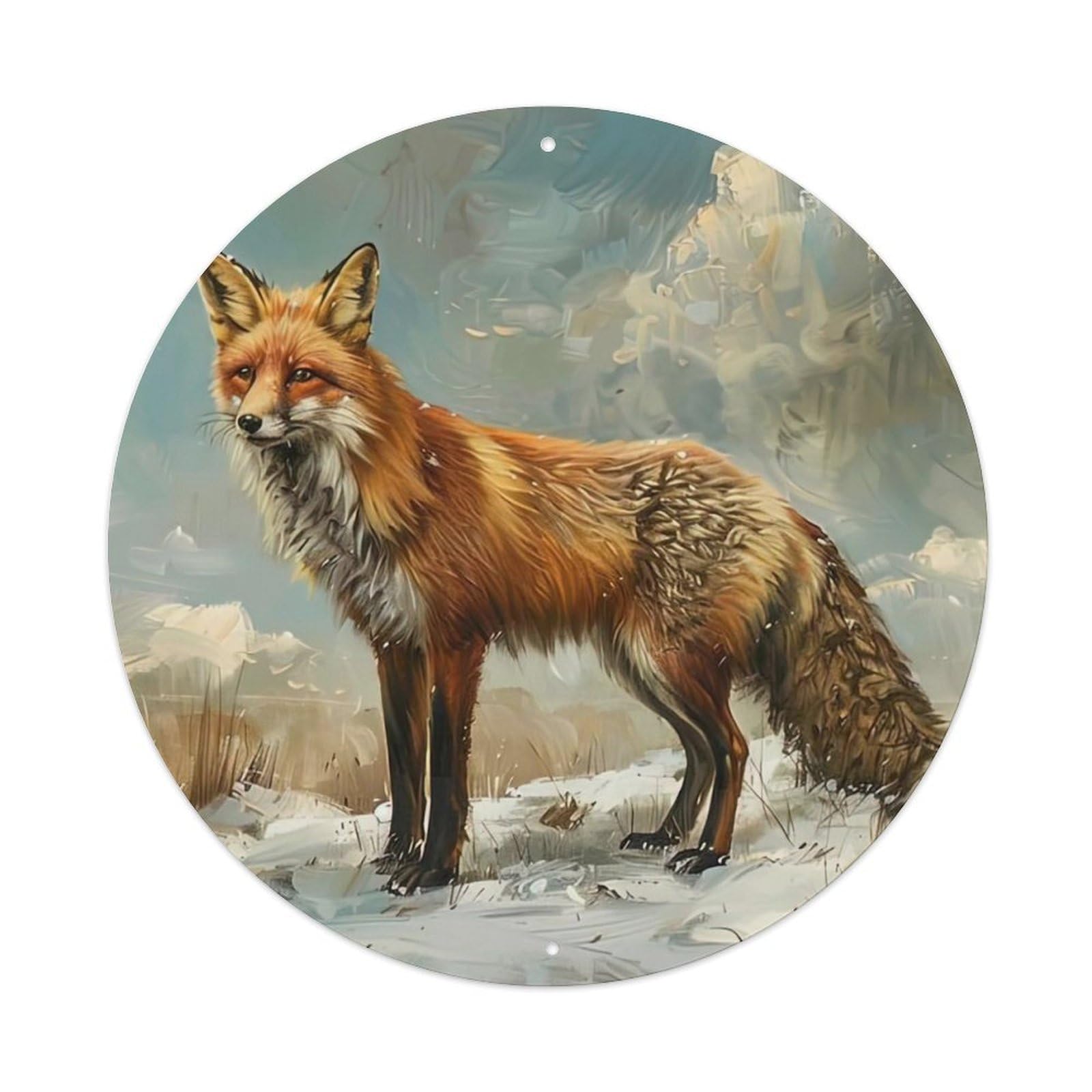 Animal Fox in The Snow Metal Tin Sign
