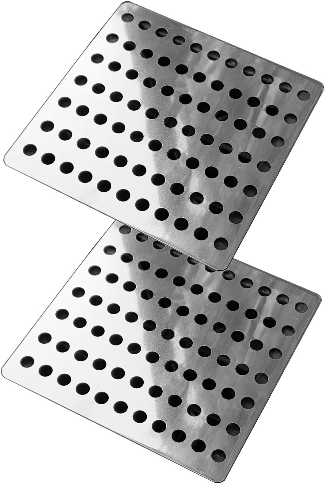 Great Ideas Rustproof Stainless Steel Swirl Drain Covers/Hopper Lids/Drainage Guards - Large Drain Covers Outdoor - Metal Drain Covers Outdoor - Pack of 2