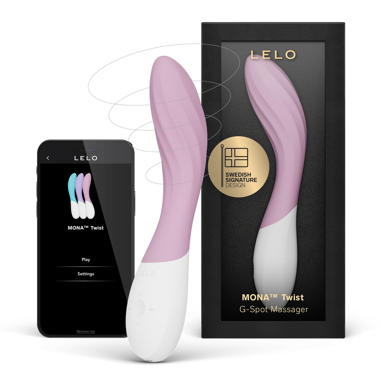LELO Mona Twist - App-Controlled G-Spot Vibrator, 8 Settings, Soft Pink