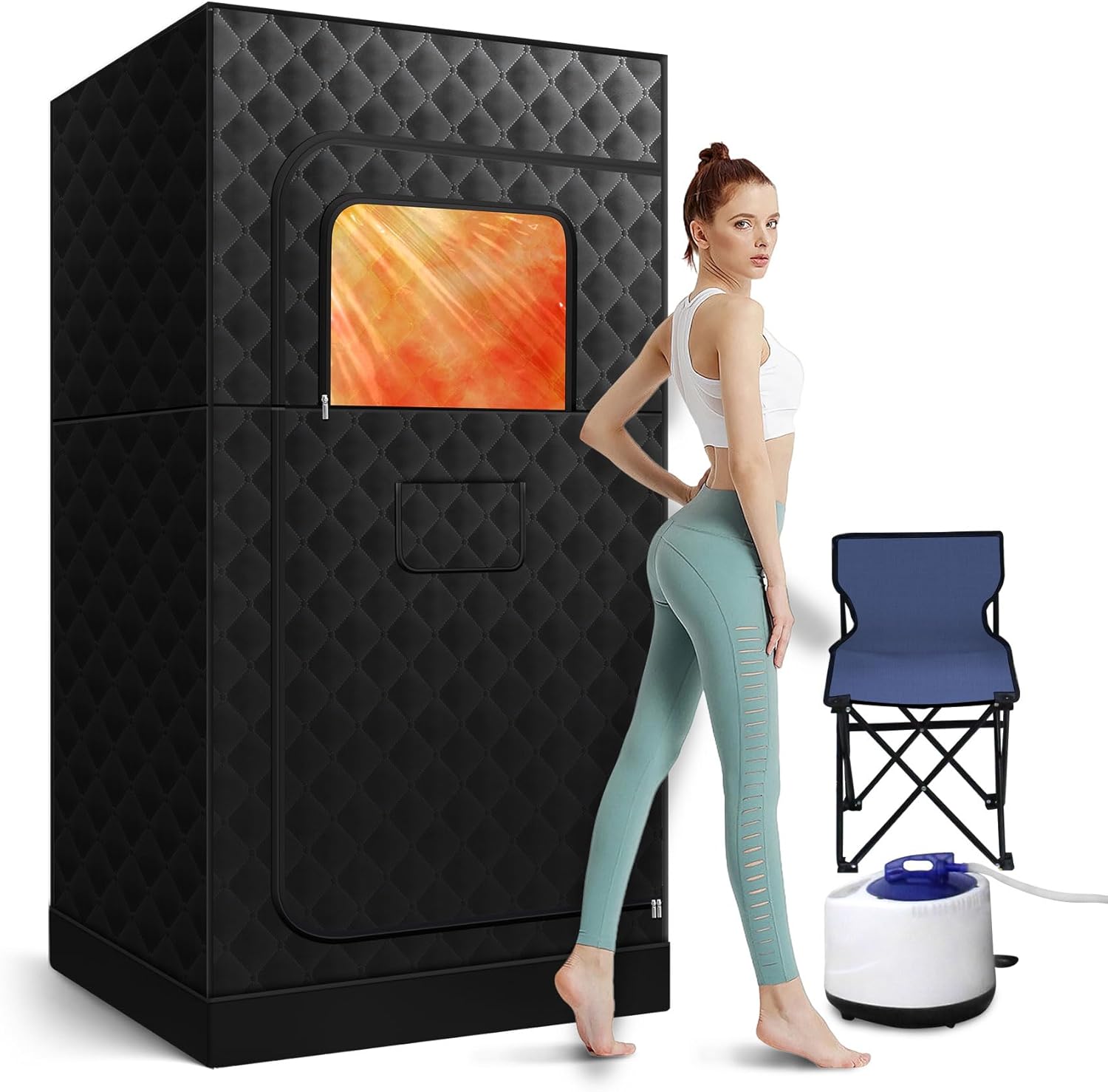 Portable Sauna for Home,31.5"x31.5"x71",Portable Steam Sauna,Sauna Box with 3L Sauna Steamer Machine and Larger Folding Chair,Full Body Steam Saunas for Home,Gym,Bathroom