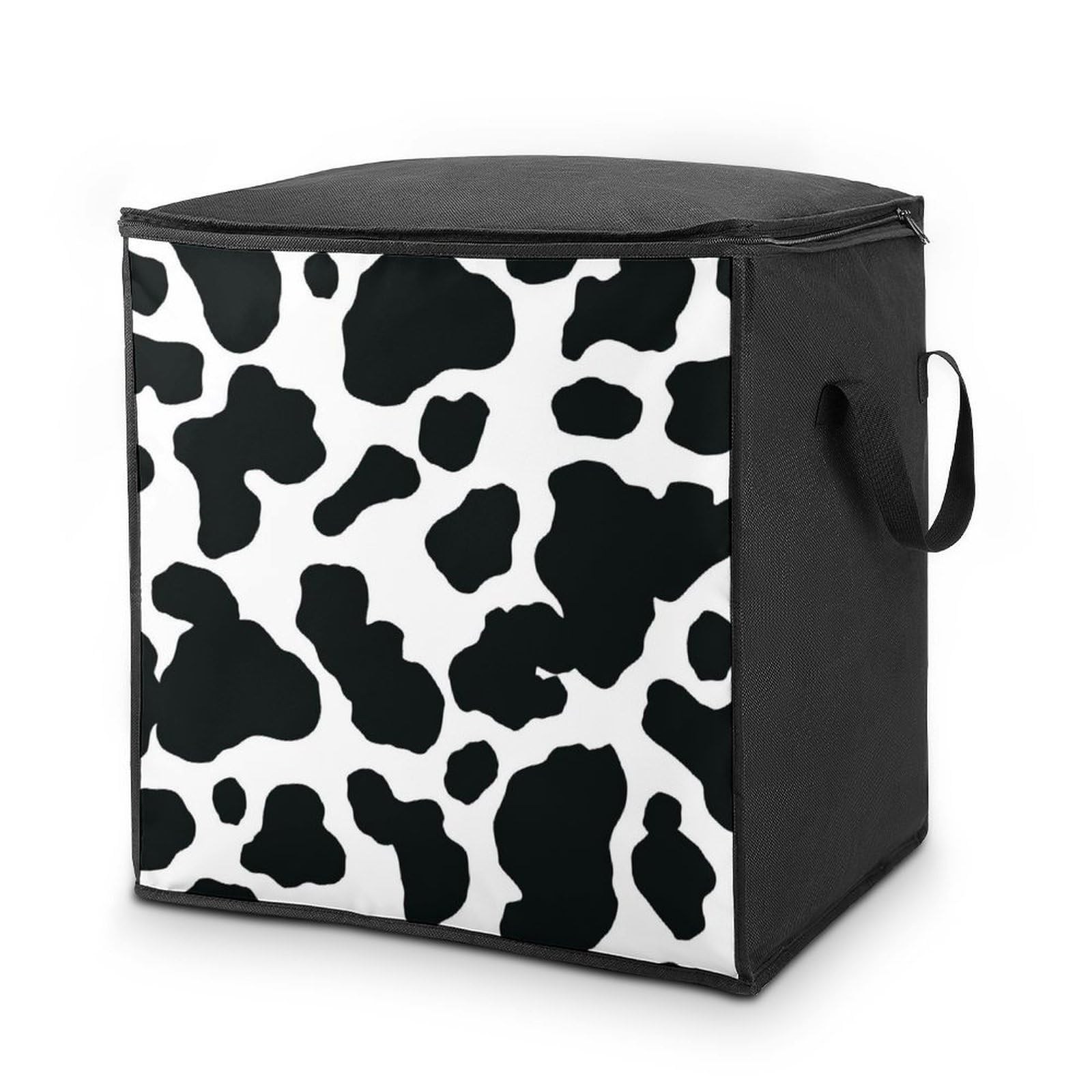 Wlntrophic 70L Storage Bags, Cow Storage Box with Lid Zipper And Handles, Clothes Bags for Quilt, Blankets, Bedding