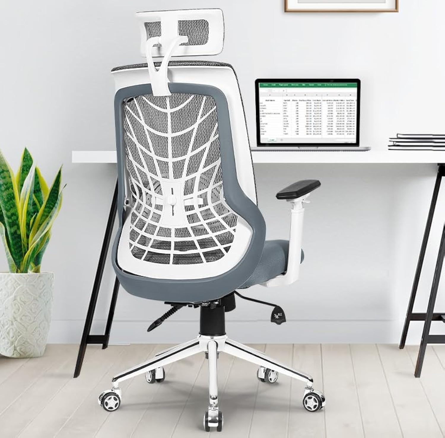 Da URBAN® Spectrum Pro High Back Mesh Ergonomic Office Chair with 3 Years Warranty, Adjustable Armrests,3D Adjustable PU Pads Handrest, Cool Gel Pu Foam Adjustable Lumbar Support (Grey)