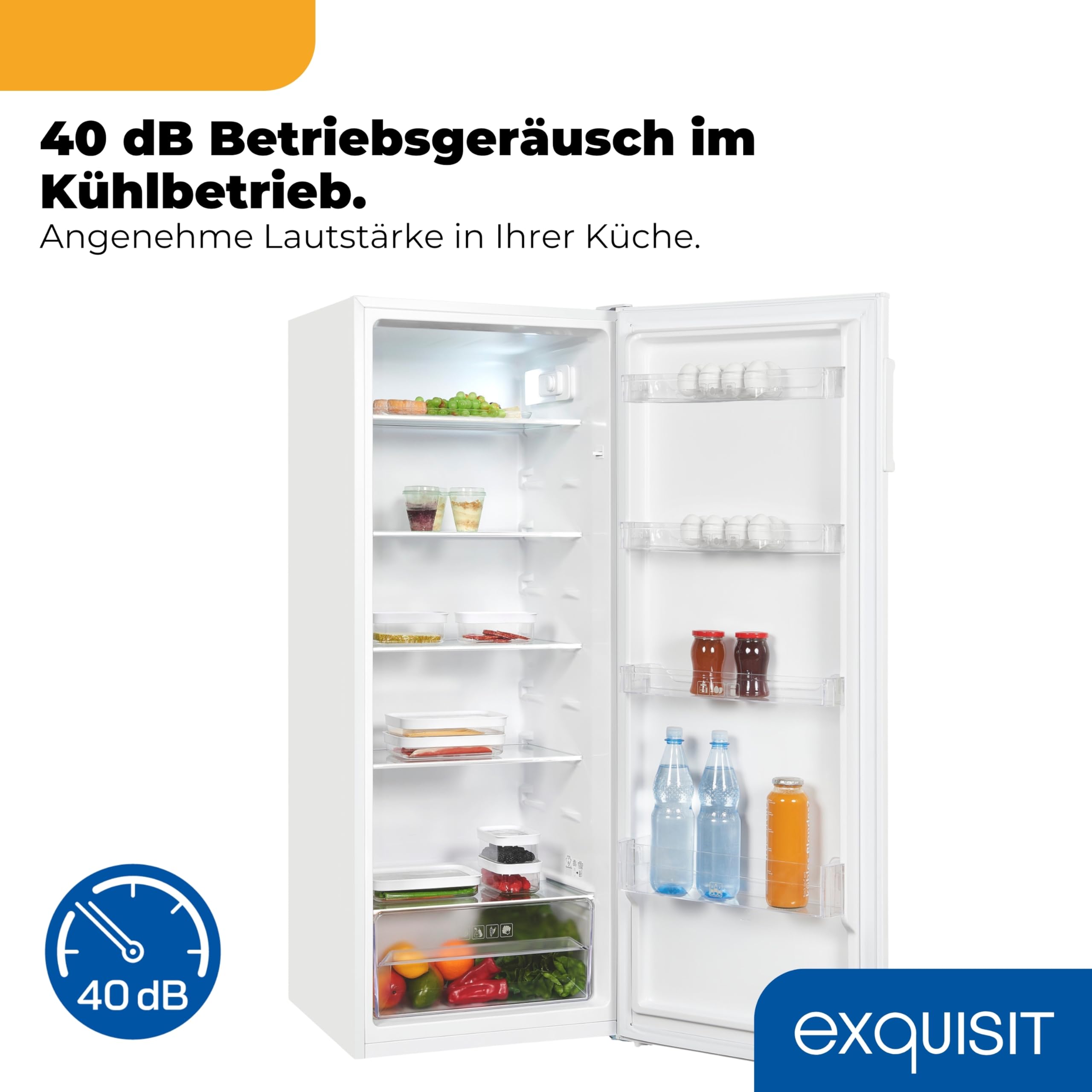 Exquisit Vollraumkühlschrank KS5320-V-H-040E 242 l Energieeffizienzklasse E 40 dB LED-Beleuchtung weiss