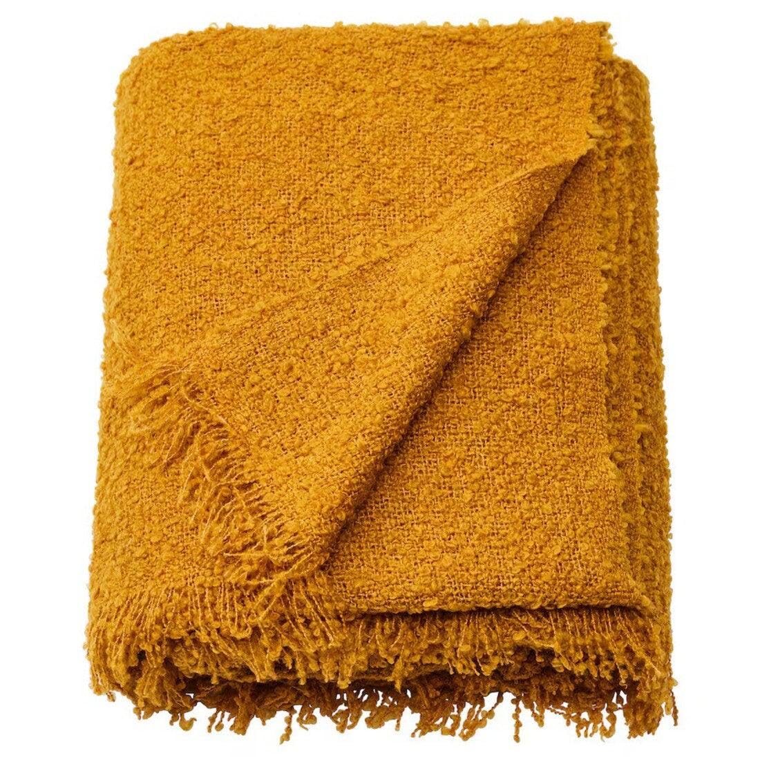 IKEA SANDBRODD Throw Blanket, Dark Yellow, 130x170 cm, Recycled Polyester with Fringes-image-42