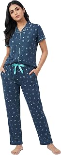 beebelle Night Suit for Women's Printed Cotton Night Dress of Shirt & Pajama Price In India