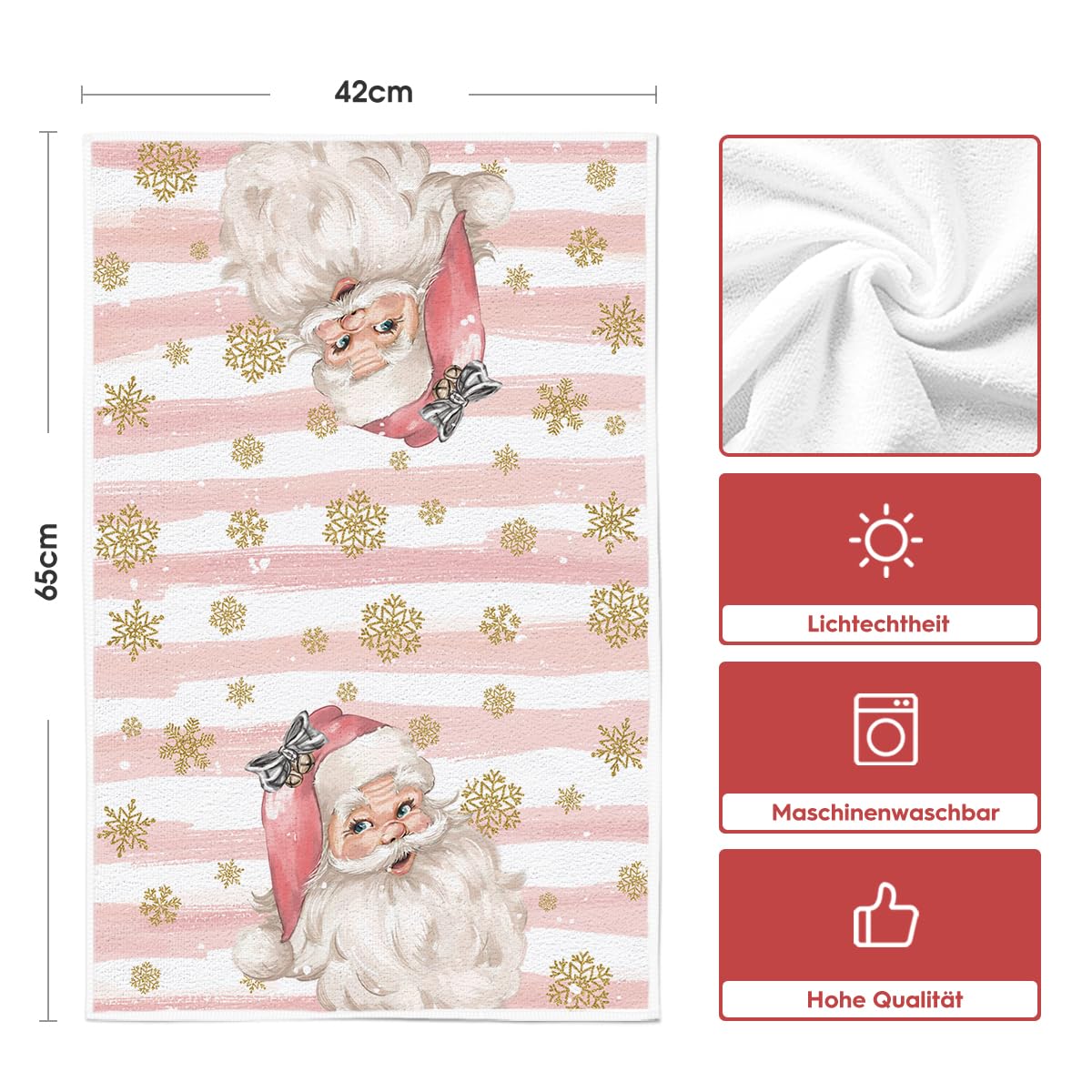 Lot De 2 Torchons De Cuisine Hiver - Motifs Flocons De Neige, Arbres, Cadeaux - 42x65 Cm - Polyester Doux Et Absorbant