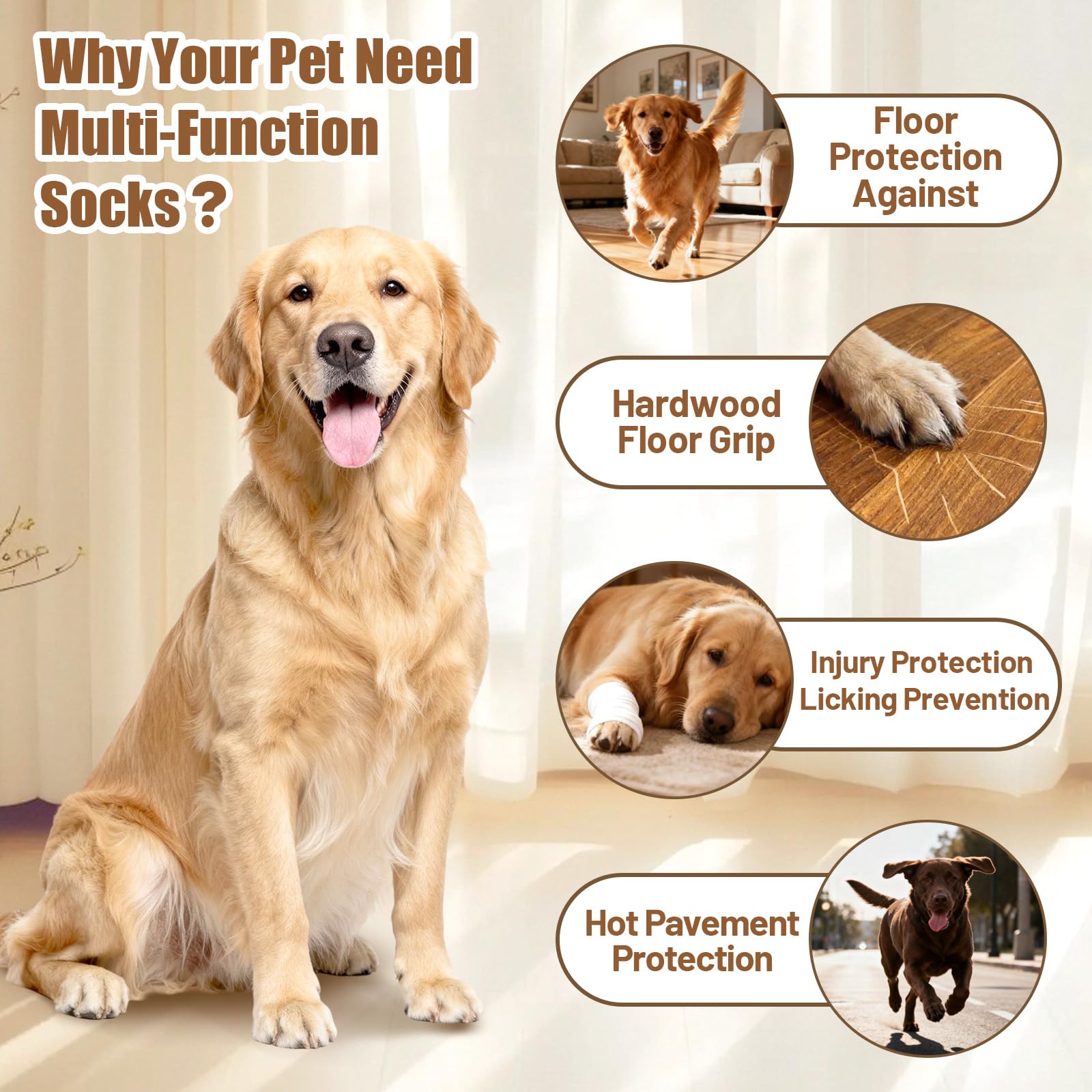 Chaussettes Antidérapantes pour Chiens,2 paires Chaussette Chien Antidérapantes,Chaussette Chie Pattes de l’Animal et Les Sols Intérieurs Convient pour Petits Chiens,Chiens Moyens,Grande Chiens