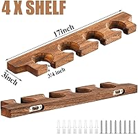 Vista 2 de Ripeng 4 piezas de estante de pared de madera para copas con soporte para champán, estante rústico para colgar copas de vino, estante flotante