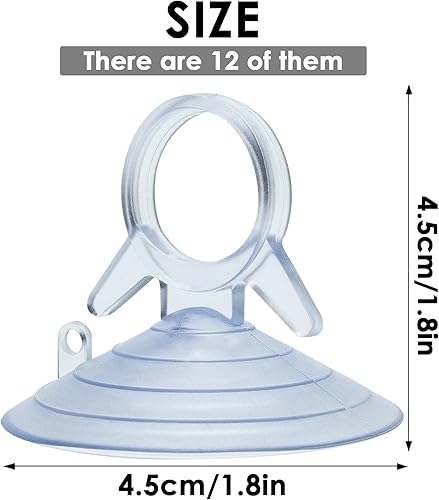 Miniatura 2 de Theshai 12 ganchos de ventosa de plástico transparente de 1.772 in con bucles extraíbles para ventanas de vidrio, parabrisas, azulejos, cocina,
