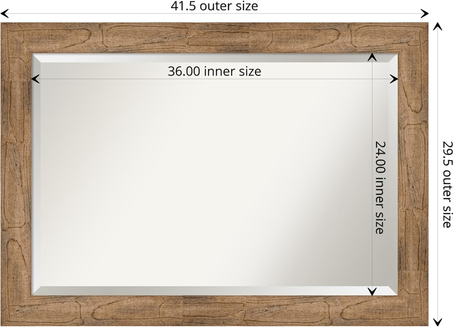 Amanti Art Brown Wall Mirror 30x42 Owl Brown Rectangle Bathroom Mirror for Wall Decor Living Room, Large Country Rustic Wood Frame, Hangs Horizonally and Vertically, Bathroom Decor, Beveled Edge