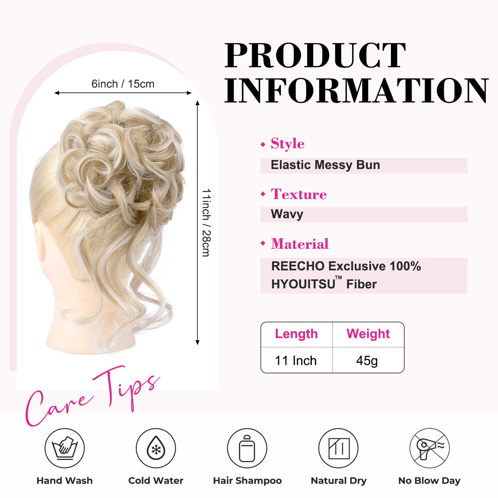 REECHO Messy Bun Hair Piece, Tousled Updo Elastic Hair Bun Hairpiece for Women Synthetic Donut Accessories Scrunchies - Image 2