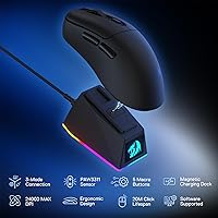 Vista 2 de Redragon M998 - Mouse inalámbrico ligero para juegos con base de carga magnética RGB, BT/2.4G inalámbrico/con cable, 24000 DPI, 6 botones
