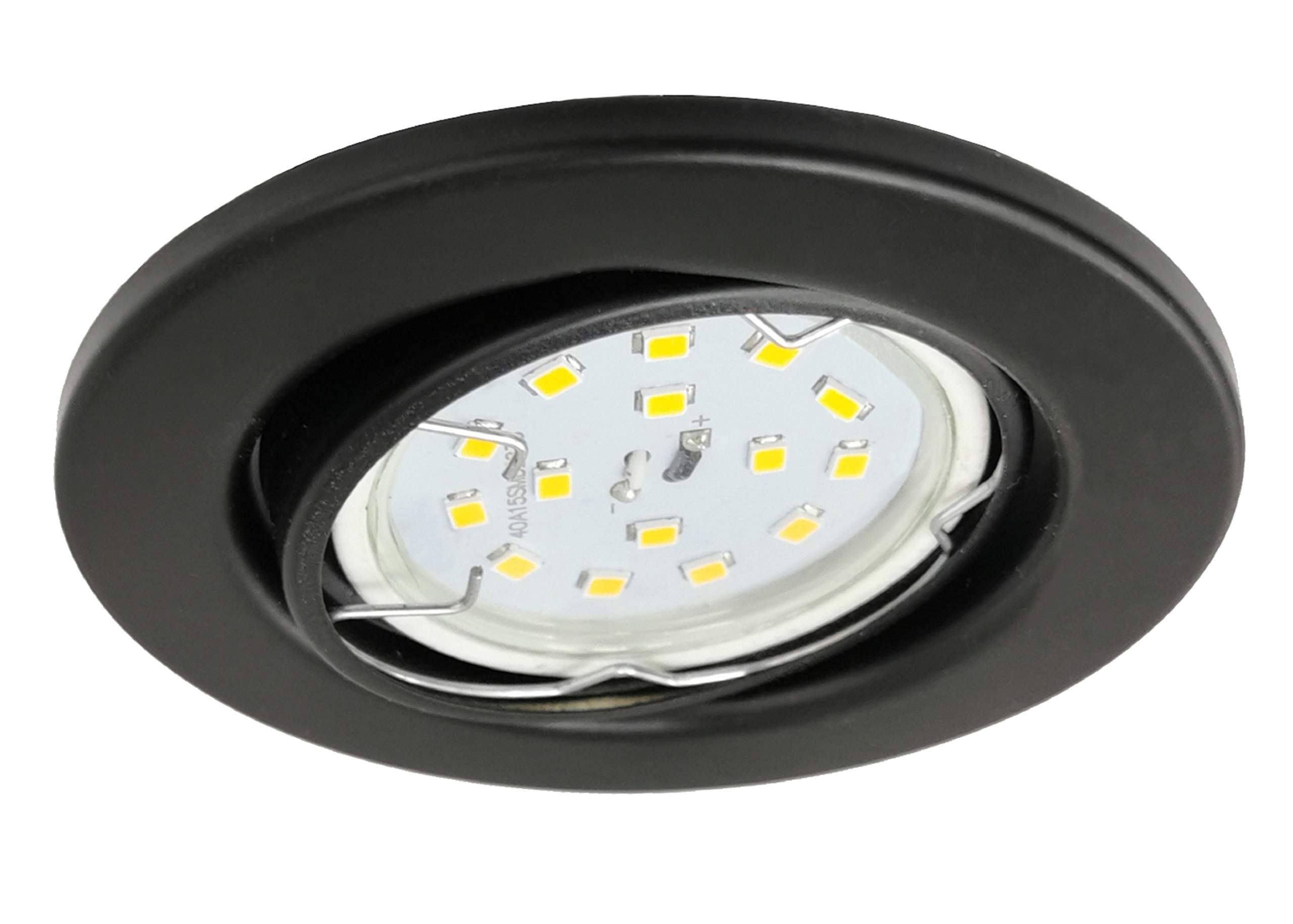 Trango Lot De 6 Spots LED Encastrables Ultra Plats TG6729-065MO En Noir Mat Rond Avec 6 Modules LED Seulement 30 Mm De Profondeur D'encastrement