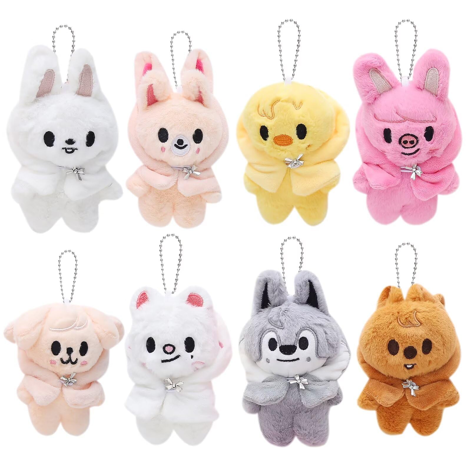 Stays Fans pluszowe figurki, 10 cm SKZ pluszowy brelok 3. dla fanów spotkań lalek z odpinanym płaszczem ubrania (8 szt.)