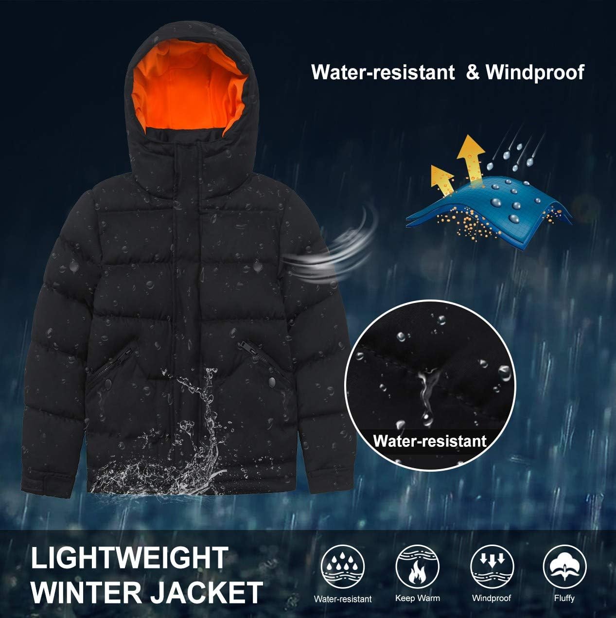 SOLOCOTE Boys Winter Coat Lightweight Thicked Winter Jacket Warm Soft Puffy Cotton Outwear with Hood - Image 4