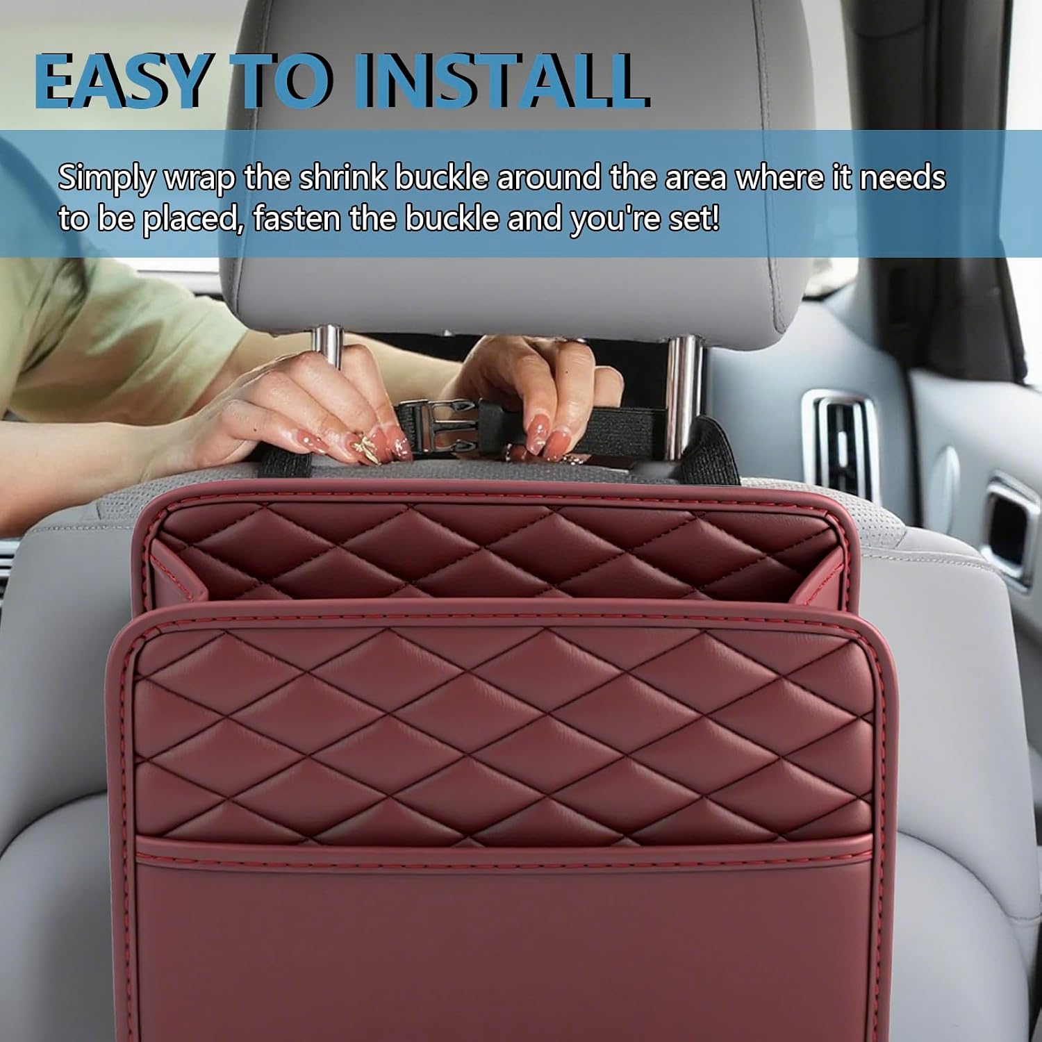 vvag Car Seat Back Organizer, PU Leather Hanging Storage Pocket with Large Capacity, Multipurpose Auto Travel Essentials Organizer for Backseat, Universal Fit for Most Cars SUVs Trucks image 5