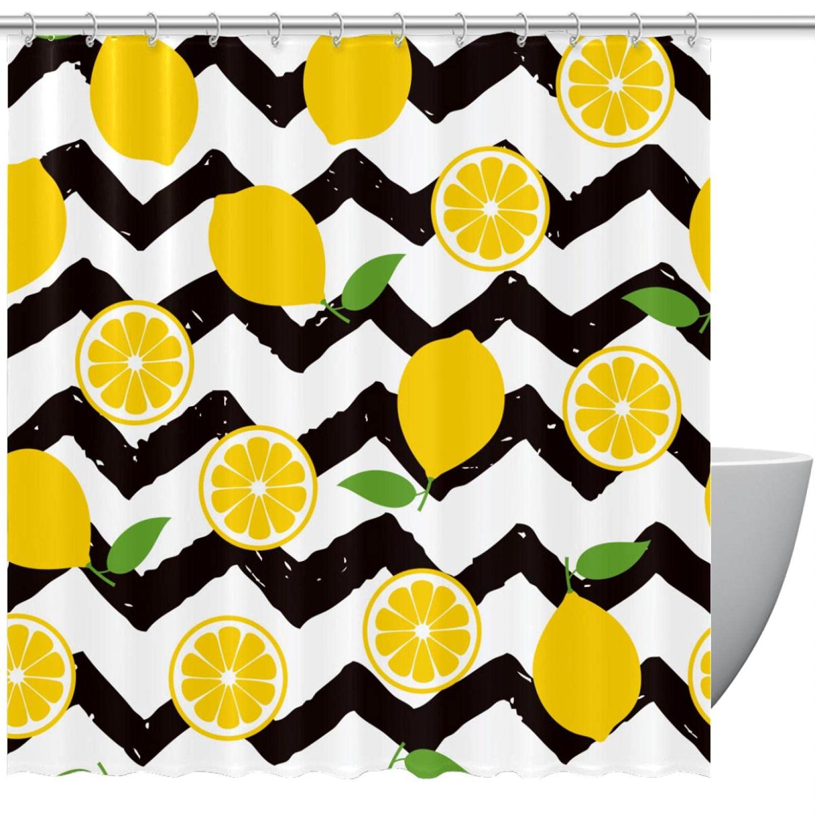 Rideau de douche imperméable citrons 183x183 cm pour salle de bain