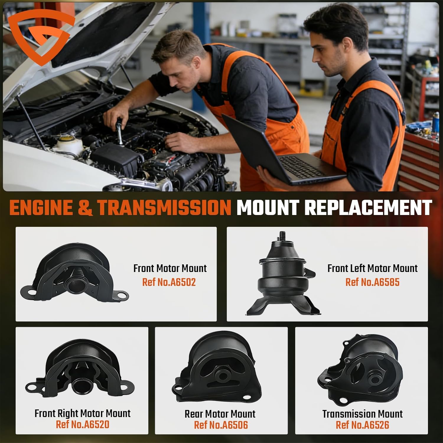 5PCS Engine Motor Mount and Transmission Mount Set Compatible with Honda CR-V 1997 1998 1999 2000 2001 2.0L, Replaces# A6520 A6585 A6576 A6526 A6506