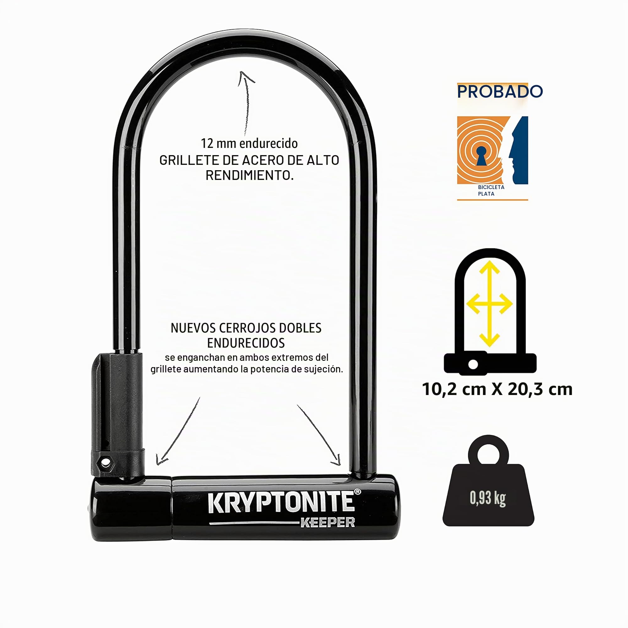 Antirrobo U Keeper 12 Std - Incl. 4' Flexible | Candados para bicicleta
