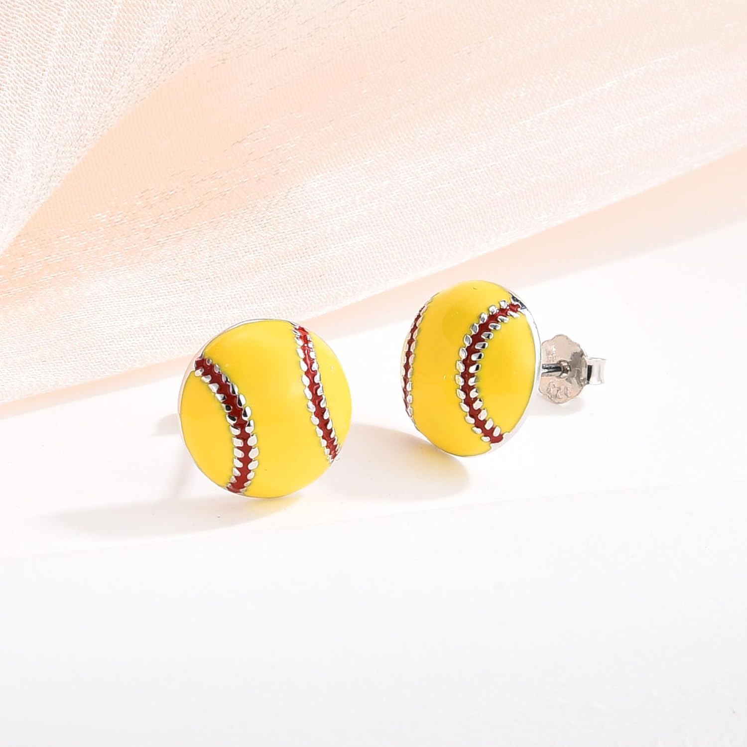 EPIRORA Sterling Silver Sports Earrings, Hypoallergenic Volleyball Softball Baseball Basketball Tennis Stud Earrings for Women Teen Mom Sport Fan Lover Gift Stocking Stuffer Accessories - Image 7