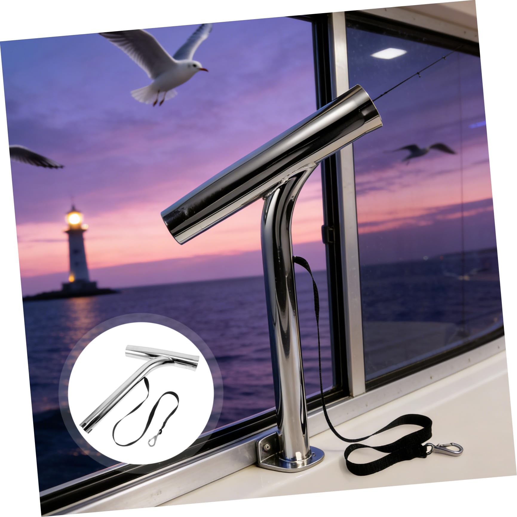 MERRYHAPY Portacanne da Pesca in Acciaio Inossidabile Resistente per Barche, Supporto Rigido Versatile per Canne da Pesca, per Ambienti Marini e Pontili Yacht