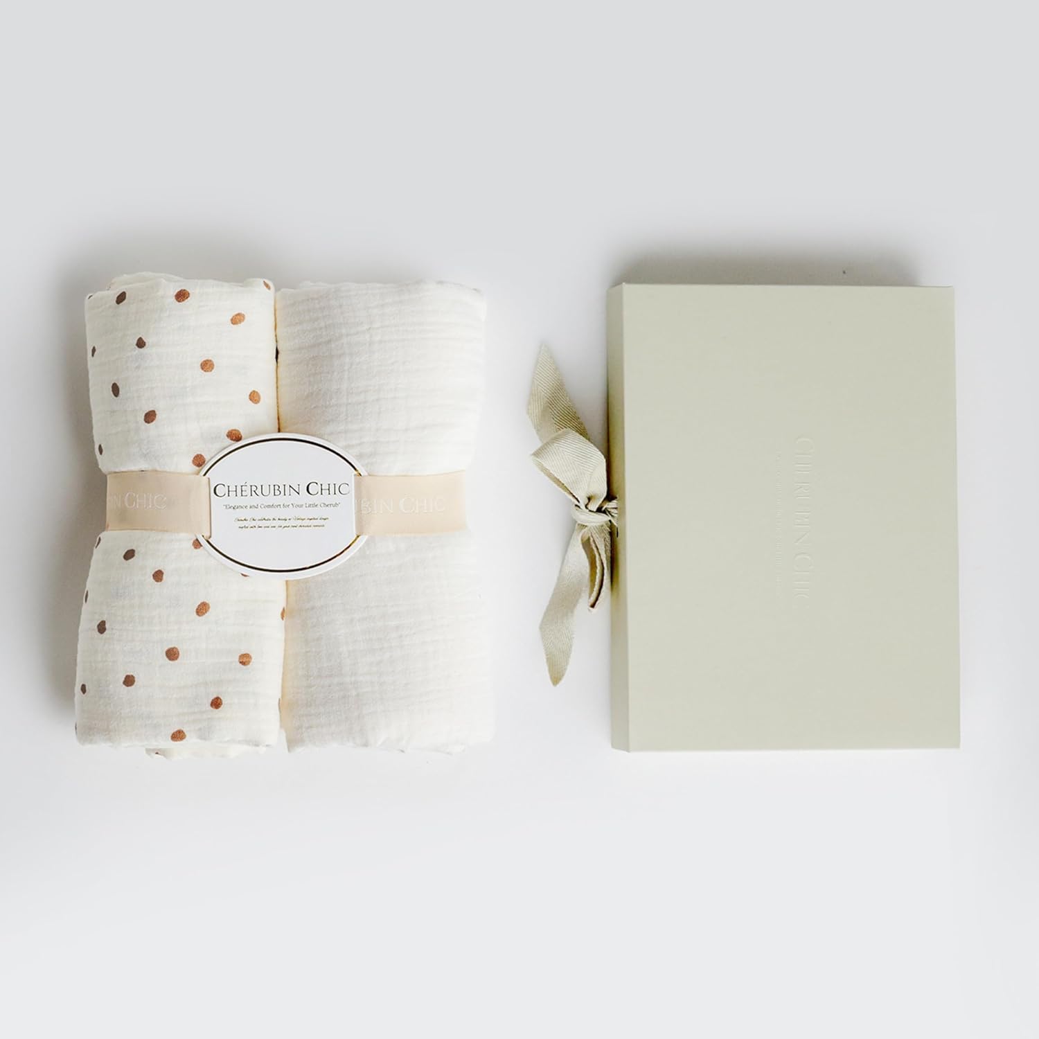 Vintage Baby Swaddle Muslin Set of 2 | Soft & Breathable Newborn Receiving Blankets | 35 x 43 inches | Baby Swaddles for Boys & Girls | Toddler Blanket in Vintage Polka Dots