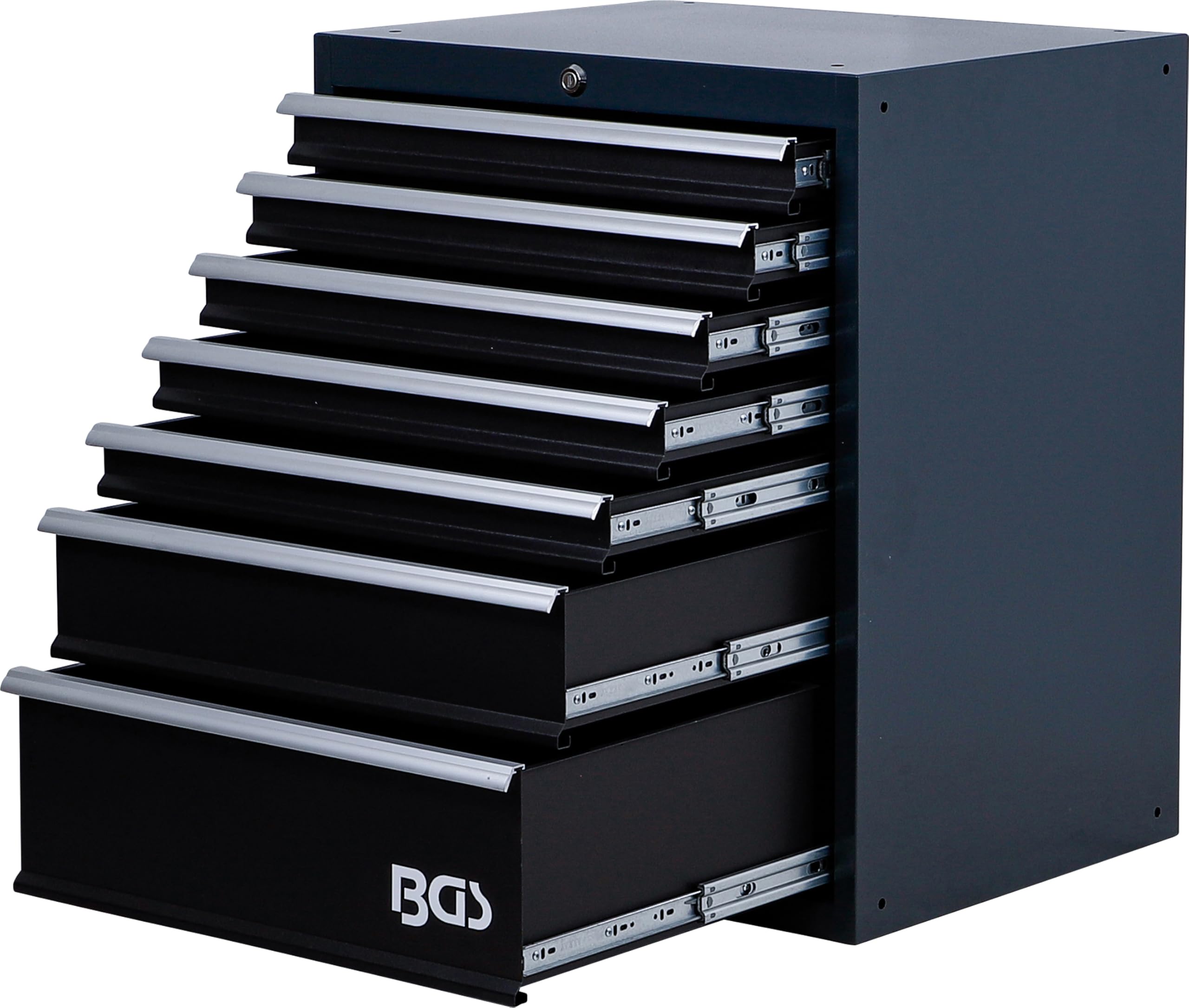 BGS 80200 | Schubladen-Unterschrank | 7 Schubladen | leer | Stahlblech | Schubladenauszug 100 % | Schubladenbreite 590 mm | Selbsteinzug | Zentralschloss | pulverbeschichtet