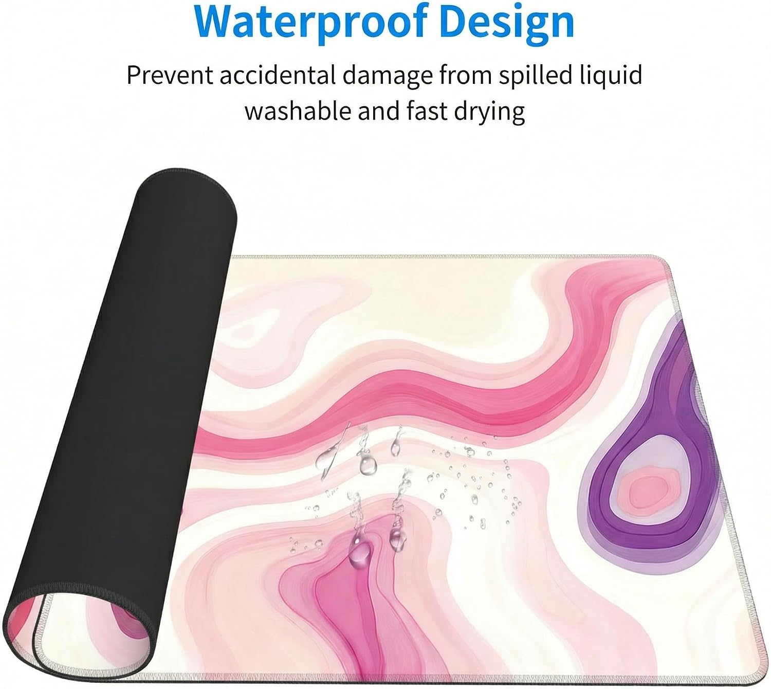 Large Gaming Mouse Pad 31.5x15.7 Inch, Pink Abstract Desk Mat Cute image 2