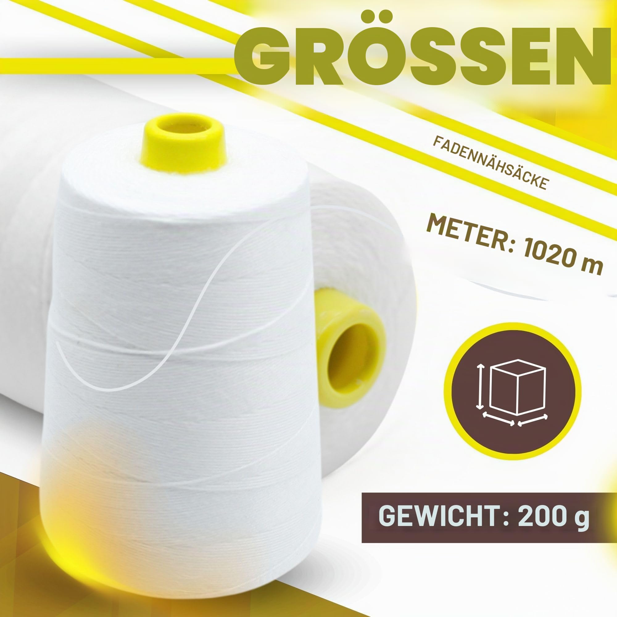 DOJA Barcelona | Nähgarn für Säcke | 30 Polyester Garn | 12S/20S 4 Fäden | 200gr | 1020m | Weiß | Sack-Nähmaschinengarn | Beutelnähmaschinengarn | Reißfester Nähfaden, Sacknähgarn