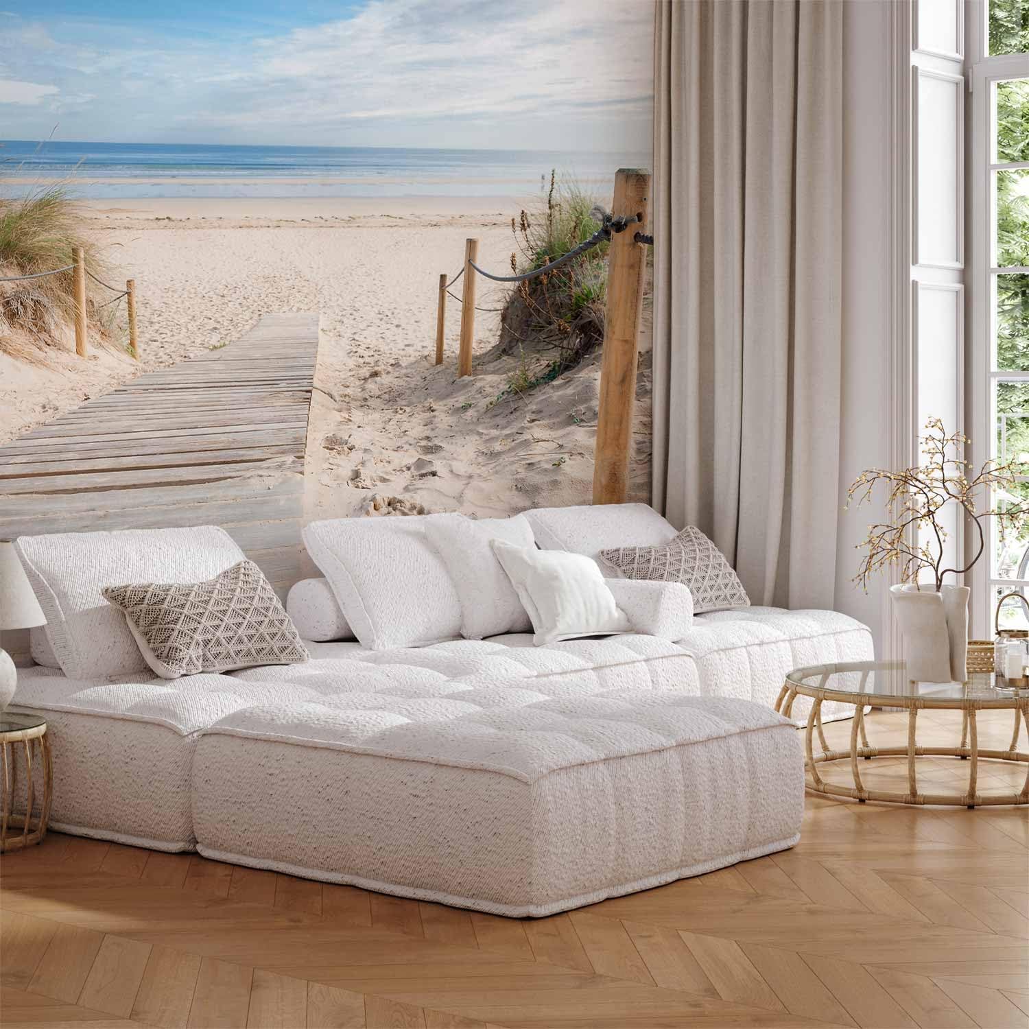 artgeist Wall Mural Beach Sea 96x69 in - Peel and Stick Self-Adhesive Wallpaper Removable Large Sticker Foil Wall Decor Print Design Mural Nature Landscape Sky Sun c-B-0005-a-b