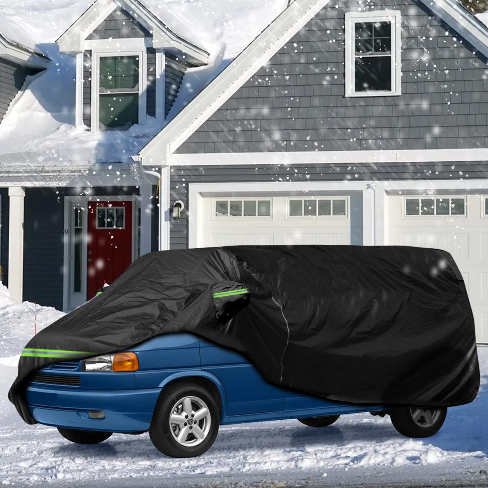 Telo Copriautoda da Esterno Compatibile con 1995-2004 VW T4, Copertura Completa per Auto con Cerniera Della Porta, Serratura e Bande Antivento per la Protezione da Sole, Neve e Polvere