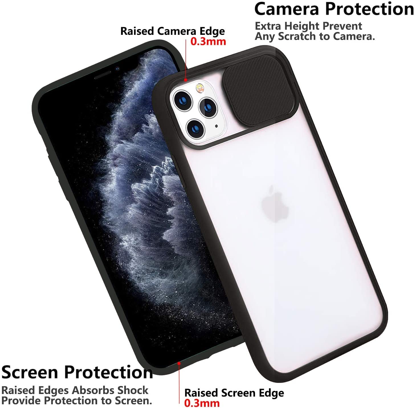 Custodia Per IPhone 11 Pro Max (6.5'') Sottile E Leggera, Con Protezione Fotocamera, Antigraffio, Hard PC, Nera - 3