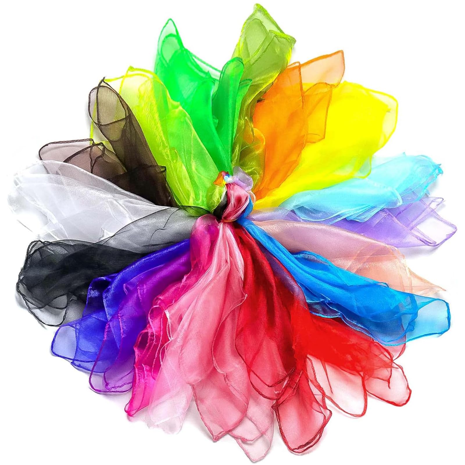 FUKPO Lot De 6 Foulards De Jonglage 60x60 Cm – Mousseline De Soie – Couleurs Vives – Danse, Gymnastique, Jeux Sensoriels