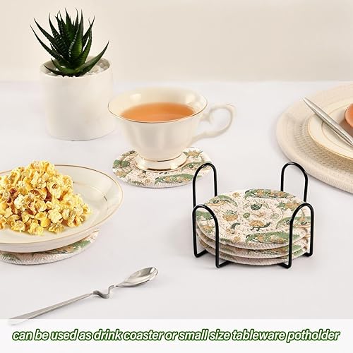 Miniatura 6 de Drink Coasters Absorbent Set with Holder 6 Pack Coasters for Drinks Absorbant Coasters Porta Vasos para Mesas Dinosaur Egg